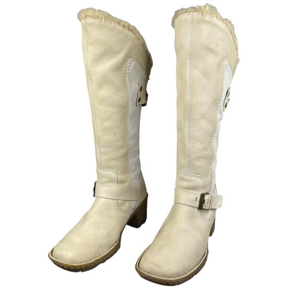 Dr. Martens Dana Off White Leather Fur Cuffed Calf Boot Size US 7 - Picture 6 of 12